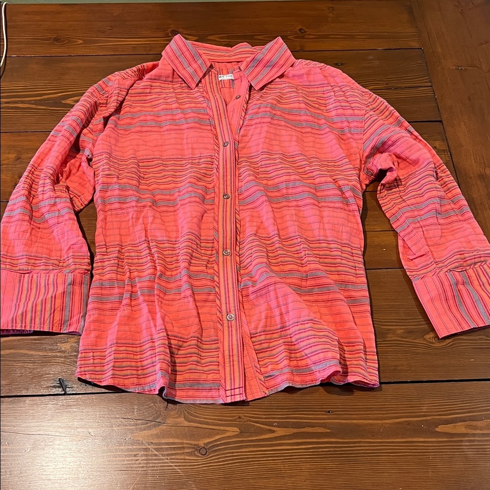 We The Free Pink Striped Button-Down Shirt - Picture 2 of 8